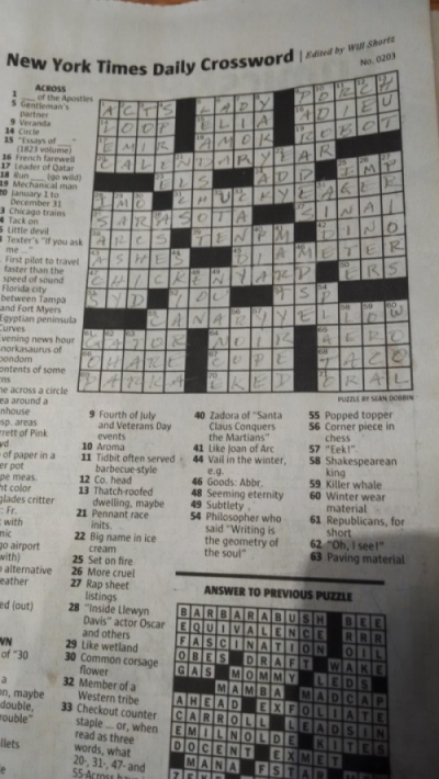 Achievement Unlocked: Monday NYT Crossword Puzzle Completed patjames com